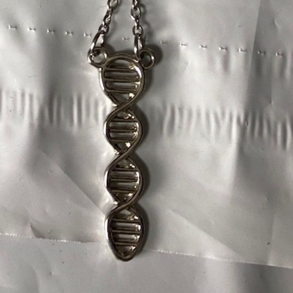 DNA Double‎ Helix Pendant Necklace Silver Tone Science Jewelry